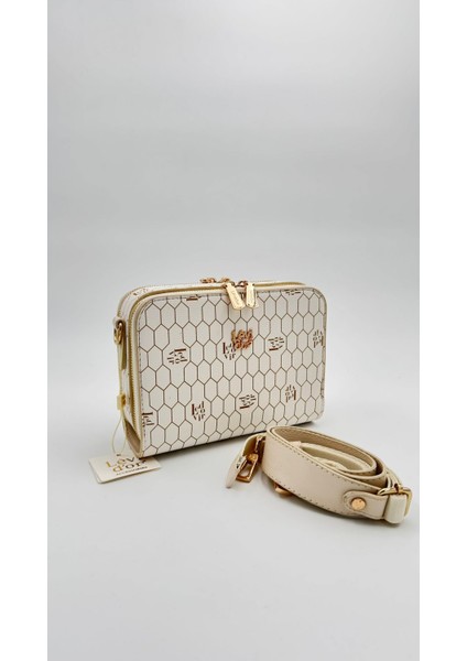 Bej Çift Fermuarlı Omuz Çantası Orijinal Levid'or fırsatları