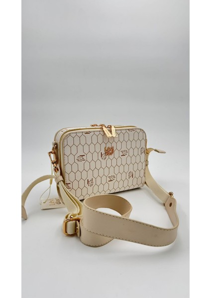 Bej Çift Fermuarlı Omuz Çantası Orijinal Levid'or indirimleri