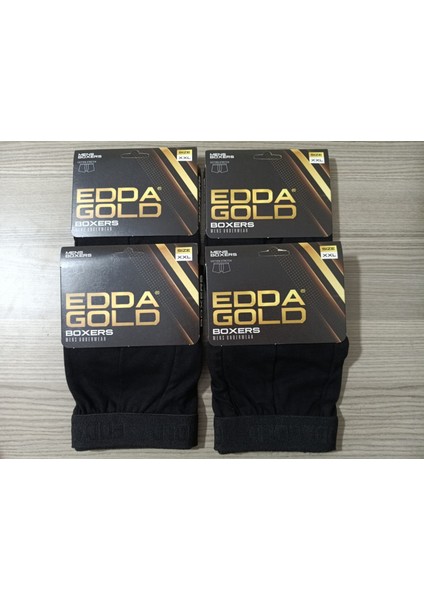Gold Penye Kumaş Likralı Erkek Boxer - Siyah - Xx Large - 4lü