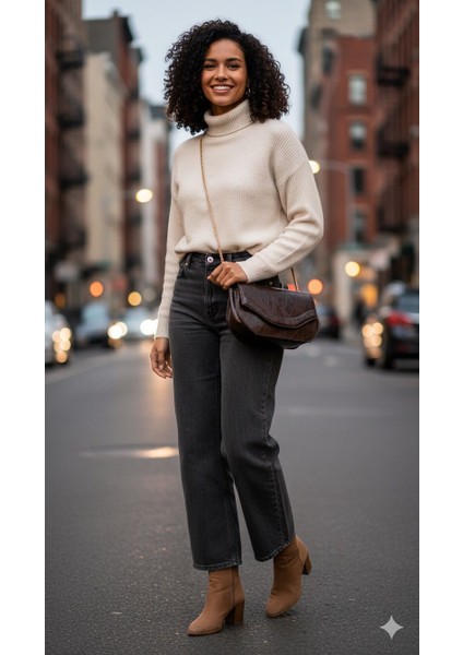 Kadın 3 Bölmeli Gold Detaylı Zincir Omuz Çantası