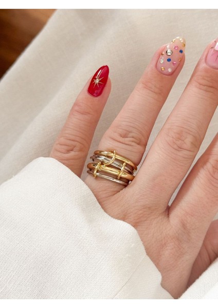 Çelik 5li Halkalı Yüzük