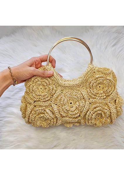 El Örgüsü Gül Motifli Gece/gündüz El Çantası