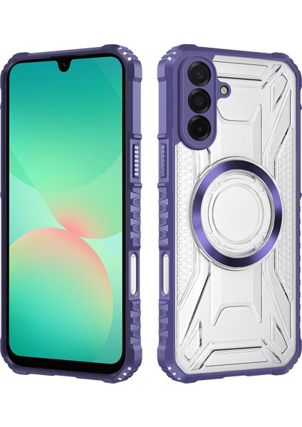 Case For Samsung Galaxy A26 Için Manyetik Halkalı Şeffaf Akrilik Darbeye Dayanıklı Koruyucu Kılıf-Mor (Yurt Dışından)