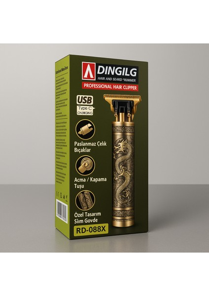 Paslanmaz Çelik Sakal Makinesi, USB Type-C, Metal Gövde, Profesyonel Kullanım fiyatları