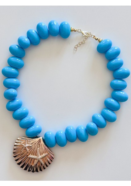 Deniz Kabuğu Mavi Kolye