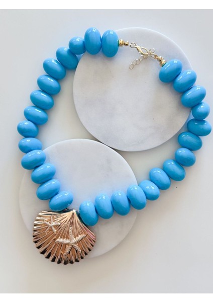 Deniz Kabuğu Mavi Kolye modelleri