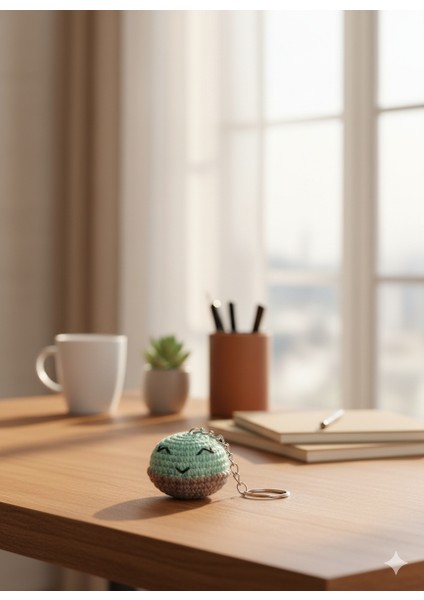 El Örgüsü Turkuaz-Kahve Puf Anahtarlık | Anahtarlık, Çanta ve Sırt Çantası Aksesuarı | Kişiye Özel Hediye Fikri