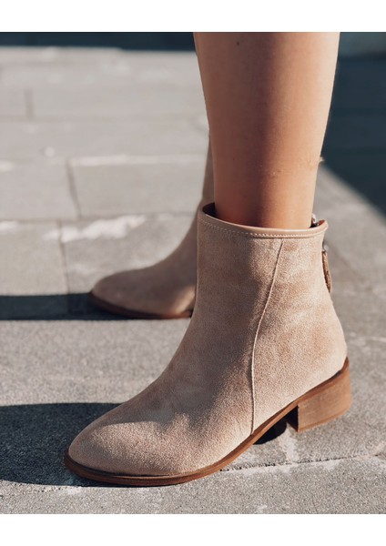 Olvara Kadın Topuklu Bot Bej Süet