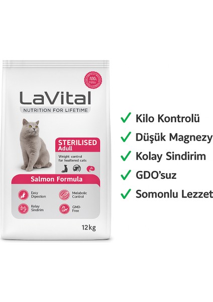 Lavital Sterilised Somonlu Kedi Maması 12 kg