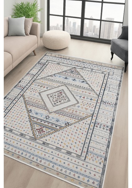 Dijital Baskı Şönil Dokuma Taban Halı Yıkanabilir Kilim Yolluk Salon Halısı Açık Mavi