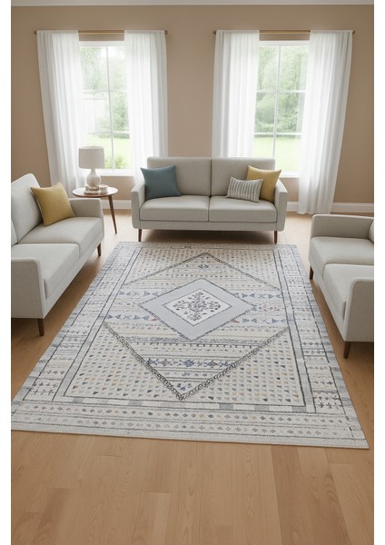 Dijital Baskı Şönil Dokuma Taban Halı Yıkanabilir Kilim Yolluk Salon Halısı Açık Mavi fiyatları