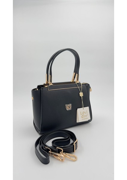 Siyah Metal Şerit Detaylı El Çantası Orijinal Levid'or indirimleri
