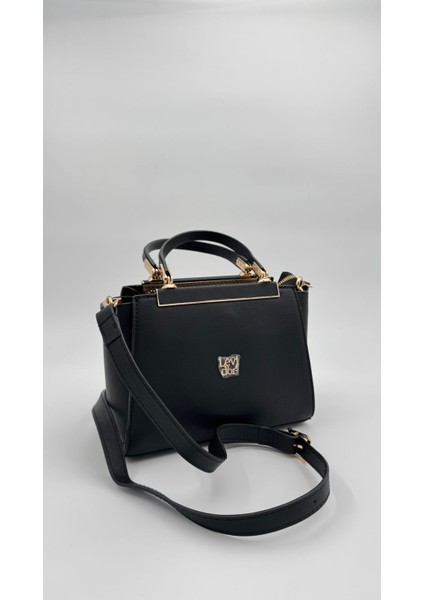 Siyah Metal Şerit Detaylı El Çantası Orijinal Levid'or