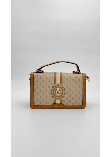 Haki Logolu Monogram Desen El Çantası Orijinal Levid'or Premium