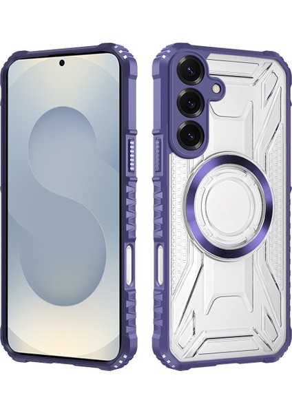 Case For Samsung Galaxy S24 Plus Için Manyetik Halkalı Şeffaf Akrilik Darbeye Dayanıklı Koruyucu Kılıf-Mor (Yurt Dışından)