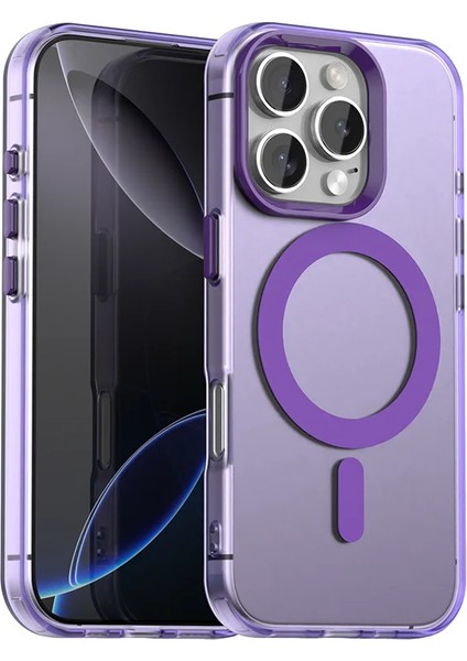 Iphone 16 Pro Uyumlu Kamera Koruma Çıkıntılı Magsafe Özellikli Renkli Mat Kılıf