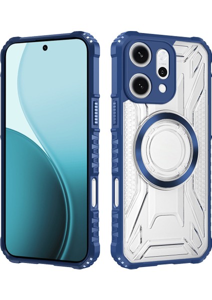 Case For Oppo RENO14 Için Manyetik Halkalı Şeffaf Akrilik Darbeye Dayanıklı Koruyucu Kılıf-Mavi (Yurt Dışından)