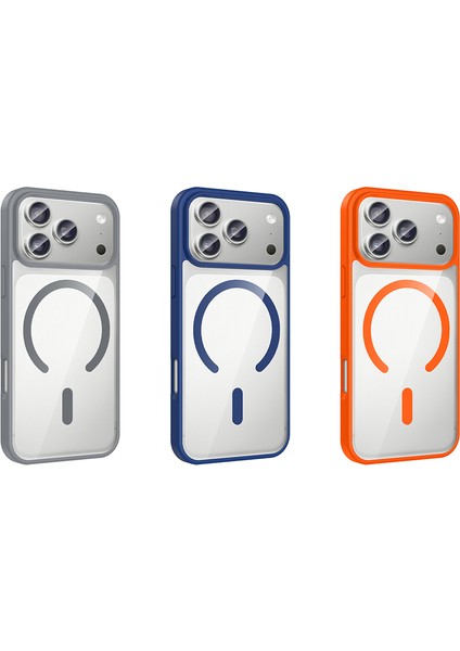 Apple iPhone 17 Pro Max Kılıf M-Safe Wireless Şarj Özellikli Silikon Zore Ege Kapak- Gri fırsatları