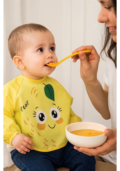 0-12 Ay Kollu Şirin Renkli Desenli Mama Önlüğü