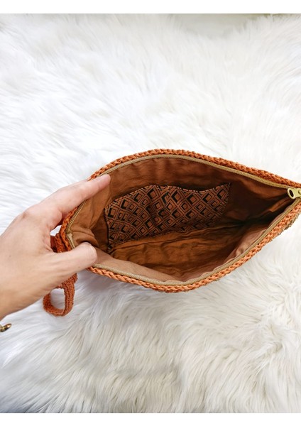 El Örgüsü Kağıt Ip Bohem Tarzı Çift Renkli Kadın Klaç El Çantası fiyatları