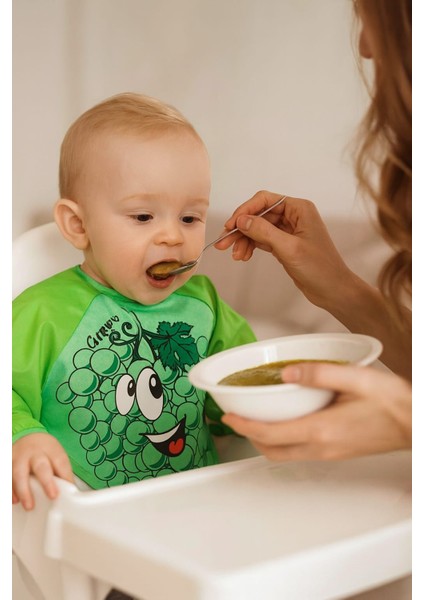 0-12 Ay Kollu Şirin Renkli Desenli Mama Önlüğü