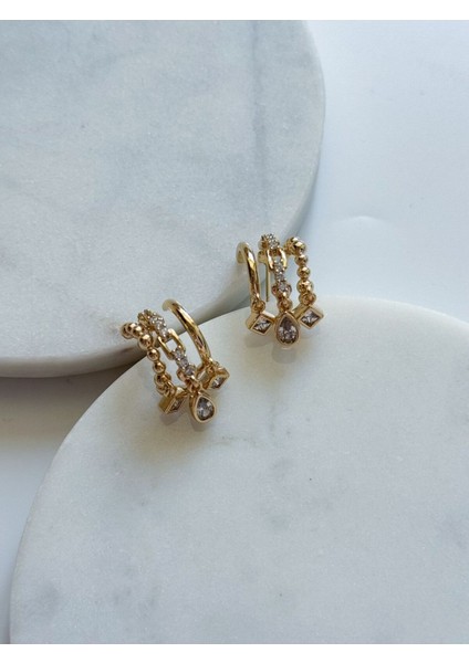 Özel Seri 3lü Görünüm Charm Küpe