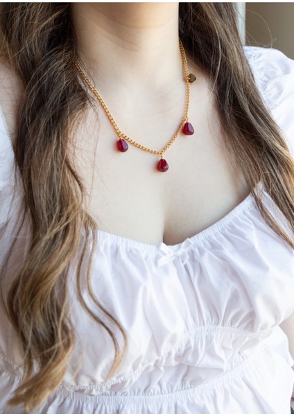 3 Murano Nar Taneli Kolye