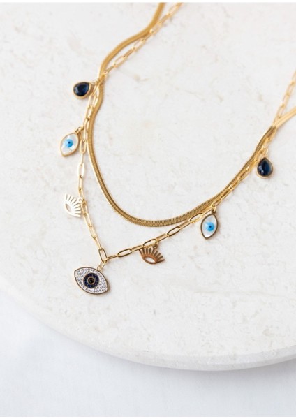 Göz Charm Çelik Kolye