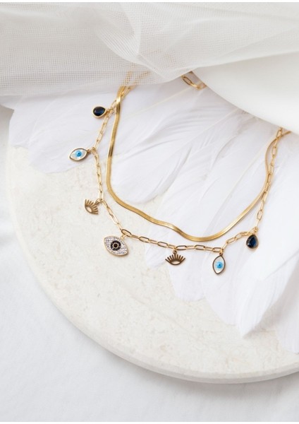 Göz Charm Çelik Kolye modelleri