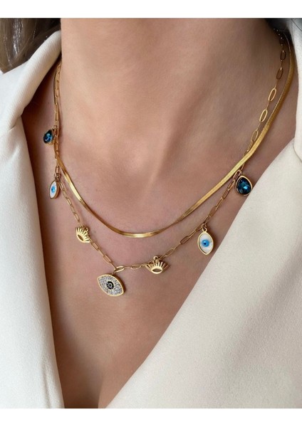 Göz Charm Çelik Kolye