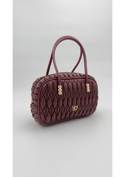 Bordo Büzgü Model Baget Omuz Çantası Orijinal Levid'or