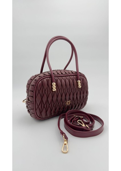 Bordo Büzgü Model Baget Omuz Çantası Orijinal Levid'or