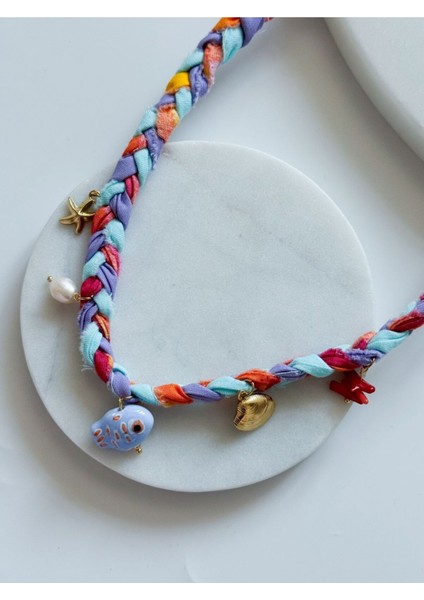 Renkli Kumaş Charm Kolye