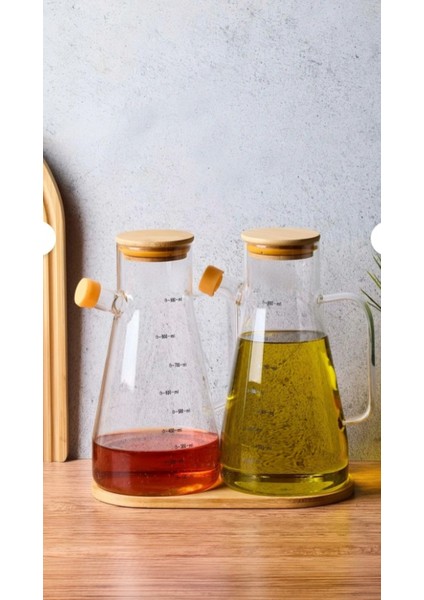 2’li Cam Yağdanlık Seti – Bambu Altlıklı, Şık ve Pratik Mutfak Yağ Şişesi modelleri