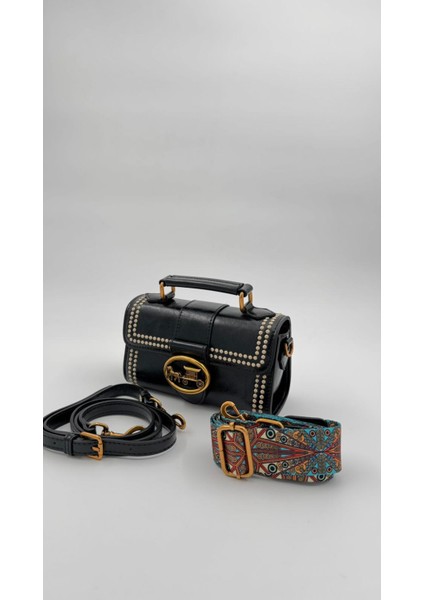 Siyah Benek Detay Omuz Çantası Orijinal Levid'or Premium