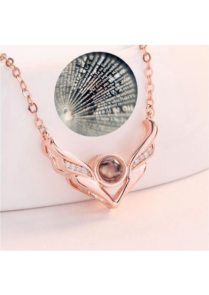 Pembe Zirkon Taşlı Kanat Desenli Şık Projeksiyon Zincir Kolye fırsatları