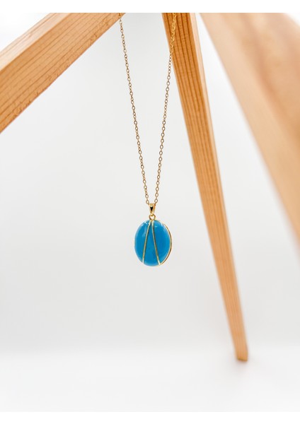 Fıora Mavi Kadın Çelik Kolye - Kadın Hediyelik Zarif Şık indirimleri