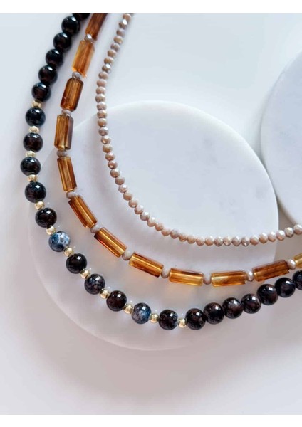 3lü Uzun Boncuk Kolye