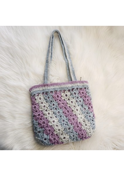 Çiçekli El Örgüsü Kadın Kol Çantası