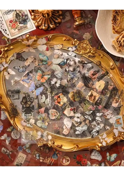Retro Vintage Scrapbooking Sticker Seti 100 Adet Çiçekli Dekoratif Albüm ve Günlük Süsleme Malzemesi Kutulu fırsatları