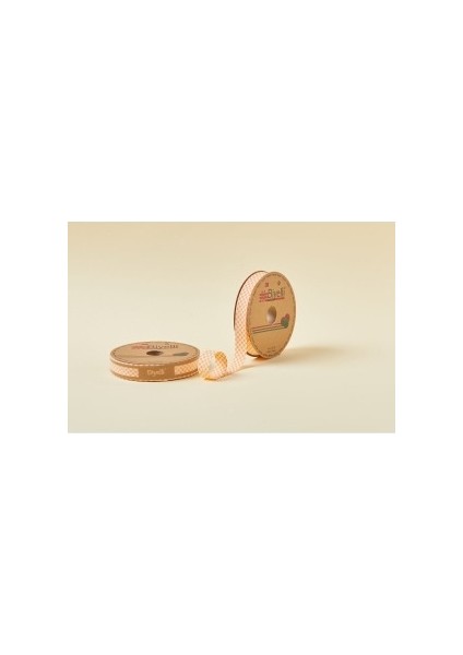 Biye Ekoseli Katlı E06 Turuncu 2 cm 25 Metre %65 Koton %35 Polyester