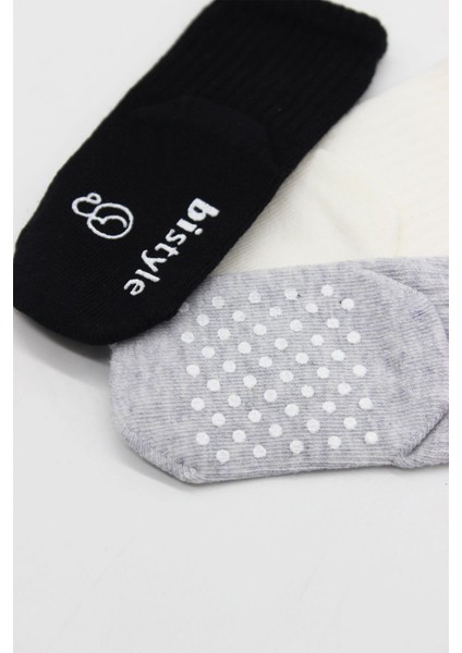 Bistyle Basic Kaymaz Penye Soket Çorap 3'lü BS10106 Siyah Ekru Gri fırsatları