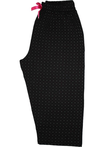 Yüksek Bel Kaliteli Yazlık Kapri Boy Büyük Beden Pijama Alt Bermuda Desenli Puanlı