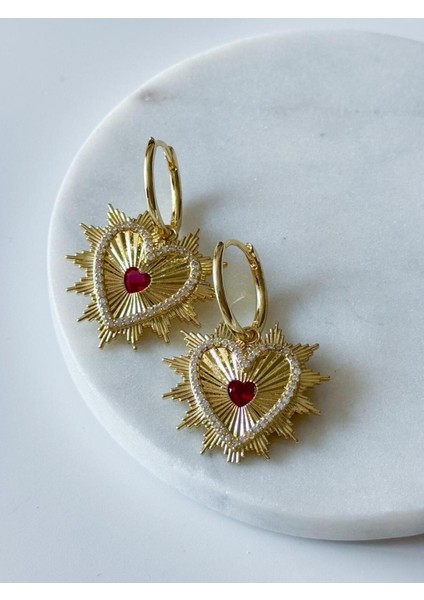 Çelik Taşlı Kalp Küpe