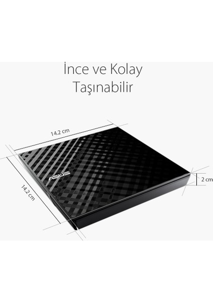 Asus DVD SDRW-08D2S-U Lıte Slım USB 2.0 Siyah