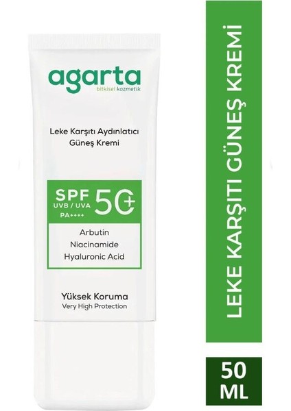 Agarta Doğal Güneş Kremi Leke Karşıtı Aydınlatıcı 50 Spf 50 ml