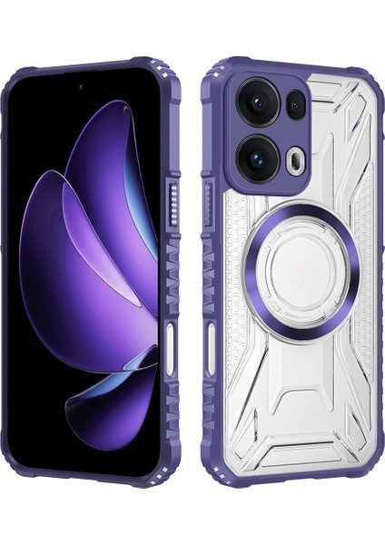 Case For Oppo RENO13 Pro Için Manyetik Halkalı Şeffaf Akrilik Darbeye Dayanıklı Koruyucu Kılıf-Mor (Yurt Dışından)
