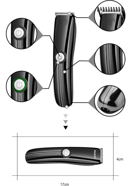 Şık Siyah Çok Fonksiyonlu Saç ve Sakal Traş Makinesi