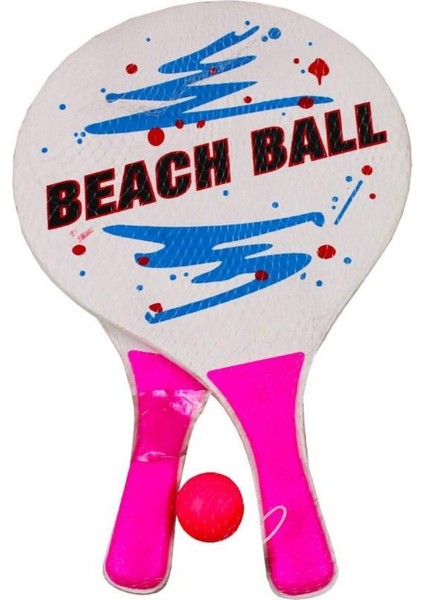 Beach Ball Tahta Raket - 3394 - Pembe
