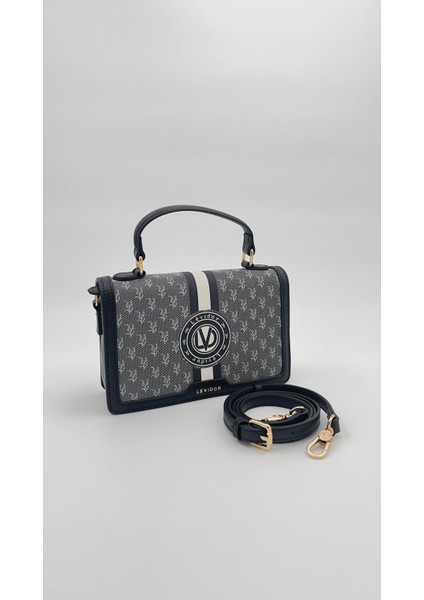 Siyah Logolu Monogram Desen El Çantası Orijinal Levid'or Premium indirimleri